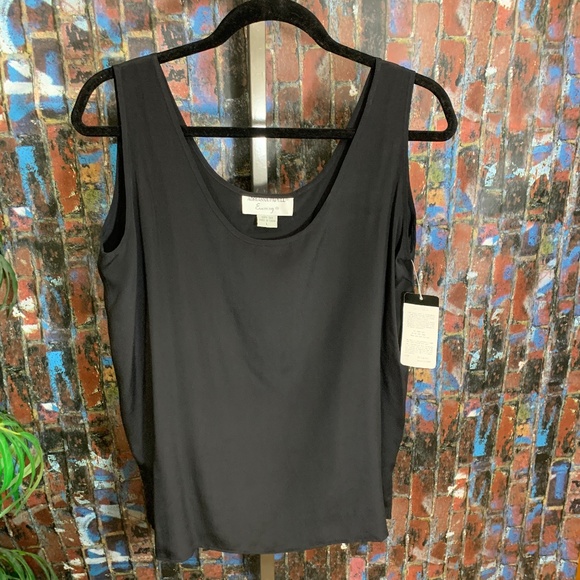 Adrianna Papell Black Silk Shell Tops - Andrianna Papell Evening Black Silk Shell